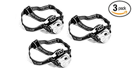 MaxWorks 70889 12-LED Headlamp, Battery Powered Helmet Light, with Adjustable Elastic Headband & 6 Different Ratcheting Angle Positions For Hiking, biking, Running, Camping, 3 Pack Set