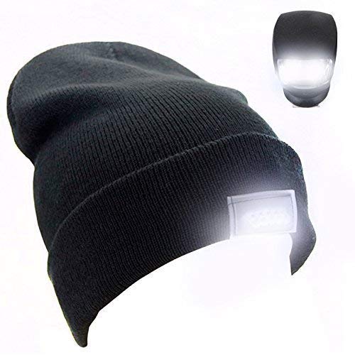 LED Beanie Hat by LightOn with 5 LED Lights Fitted Breathable Lighted Knit Beanie Cap For Outdoor Running Jogging for Men and Women