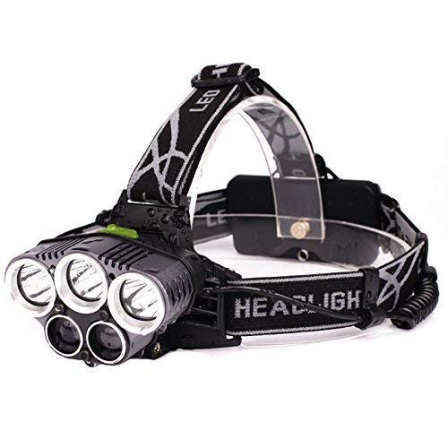 LED Headlamp Rechargeable,High Lumen Waterproof Headlights 6 Modes 5 CREE LEDs Lightweight Headlights Headlamp for Climbing Cycling Hunting Camping Hiking Fishing