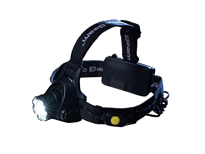 Atomic Beam Headlight by BulbHead, 5,000 Lux Hands-Free LED Headlamp, 3 Beam Modes