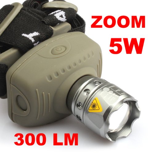 Lznlink 5W LED Zoomable Headlamp 300 Lumens Q5 Adjustable Flashlight CREE Zoomable Headlight for Outdoor Camping Hunting Running Hiking