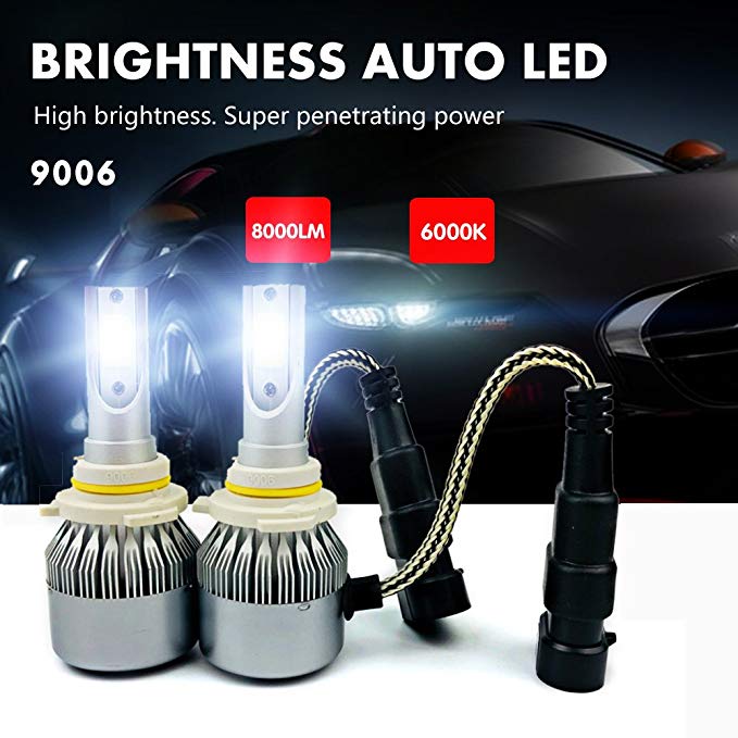 T2 Car LED Headlight Integrated Conversion Kit, (T2-9006/HB4) LED light bulb -55W / 8000LM, 6000K cool white (9006)