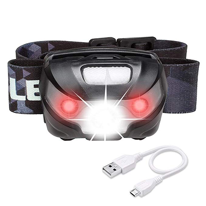 LE LED Headlamp Flashlight Rechargeable Headlights, USB Cable Included Red Light 5 Modes Running Jogging Hiking