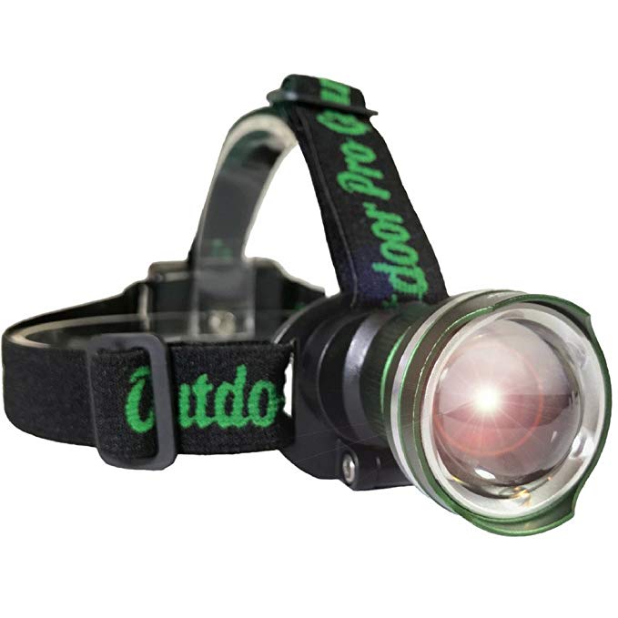 Lighthouse Beacon 1000 SUPER BRIGHT LED Headlamp - The best and brightest spotlight headlight - zoomable water resistant - rugged shock proof flashlight - hiking hunting camping headlamp (GREEN)