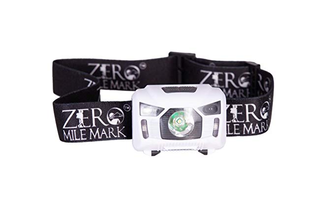 Zero Mile Mark LED Headlamp – Rechargeable via USB Cord Included – Angle Adjustable – Motion Activated On/Off Strobe – Water Resistant Red Light – Bright 160 Lumens 150m Beam Distance