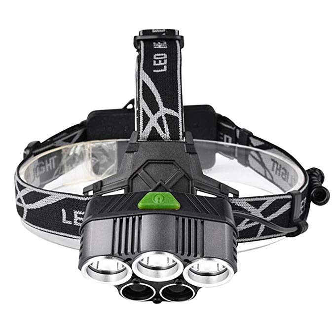 Super Bright Headlamp, Liu Nian Zoomable 50000LM 6 Modes Rechargeable USB 5x XM-L T6 LED Headlight Flashlight for Camping, Running, Hiking and Reading (Black)