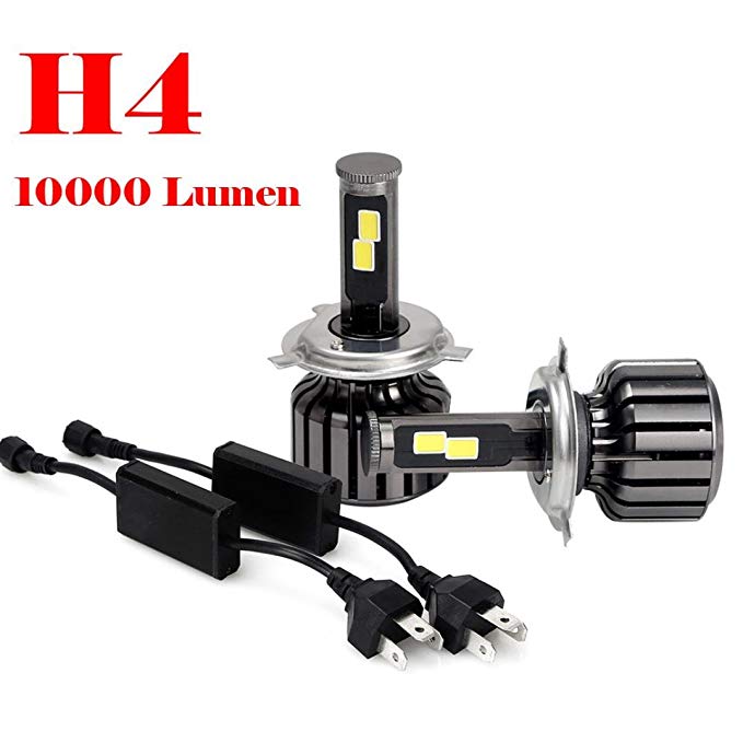 Car Light, Swizze Waterproof LED Head light Kit with Mini LED driver w/wire, H4 9003 HB2 120W 10000LM LED Headlight Headlamp Kit Hi/Lo Beam Bulbs 6000K Driving Front Lamp