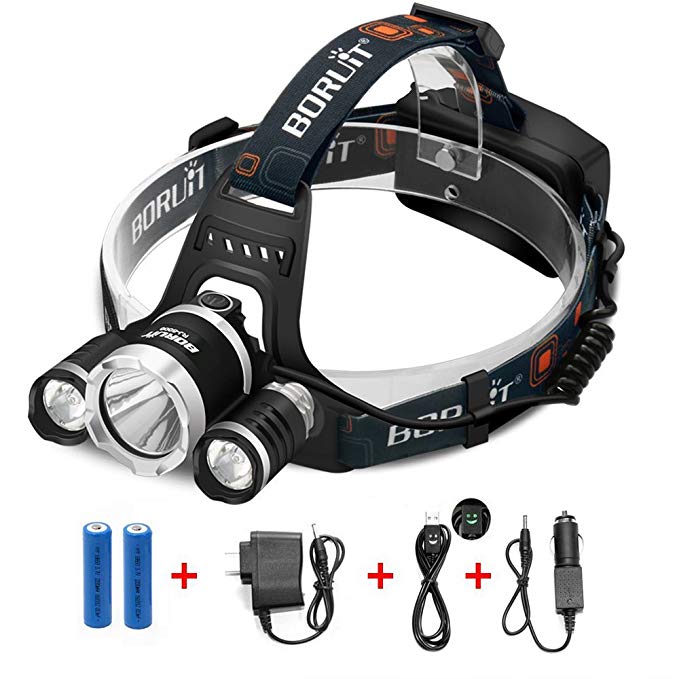 Boruit 10000Lm LED Headlamp Head Light Torch