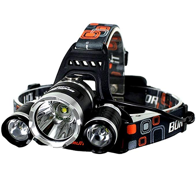 Brightest and Best LED Headlamp 10000 Lumen flashlight - IMPROVED LED, Rechargeable 18650 headlight flashlights, Waterproof Hard Hat Light, Bright Head Lights, Running or Camping headlamps