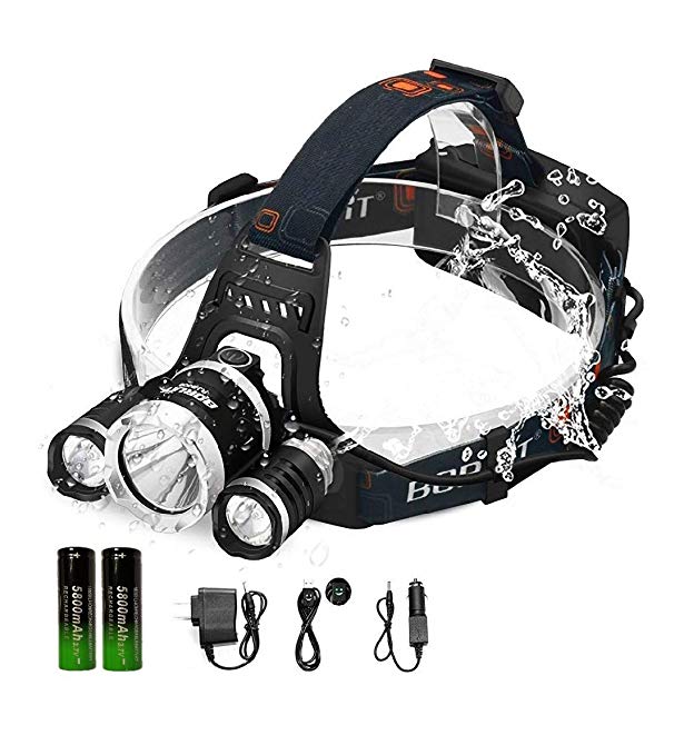 SUMO LED Head Lamp Brightest Head Lamp Equipped 6000 Lumens 3 Original Cree Led. Rechargeable Batteries Included, Headlamps Outdoor & Indoor.