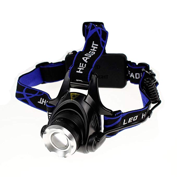 AOLIKES Zoomable 5,000 Lux Super-bright LED Headlamp Powered by 3x AAA /18650 or Powerbank