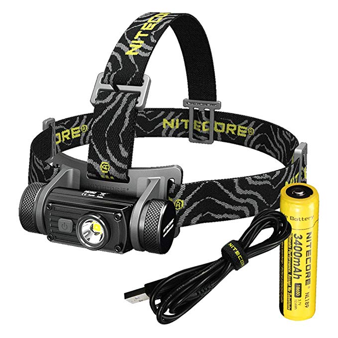 Nitecore HC60 1000 Lumen USB Rechargeable LED Headlamp, 3400 mAh Rechargeable Battery plus LumenTac Adapters USB Charging Cable