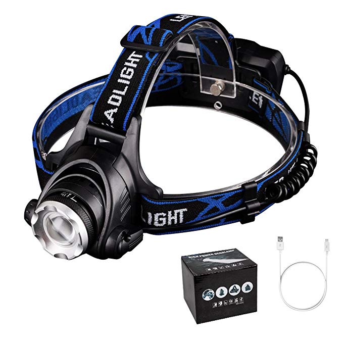 Linkax LED Headlamp Flashlight Headlight 3 Modes Helmet Light for Camping Fishing Running Hiking Reading and kids play