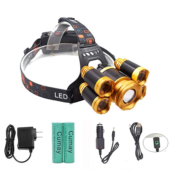 Rechargeable LED headlamp, Super Bright 4 Modes LED Headlight Waterproof, Zoomable Headlamps For Cycling, Running, Dog Walking, Camping, Hiking, Fishing