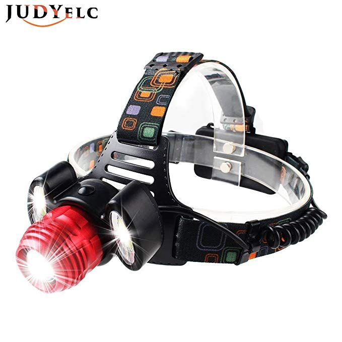 JUDYelc Fashion 6000 Lumens Headlamp LED Brightness Helmet Waterproof Light Headlight with Rechargeable 18650 Battery 4200mAh for Camping Riding Fishing Hunting Reading Household