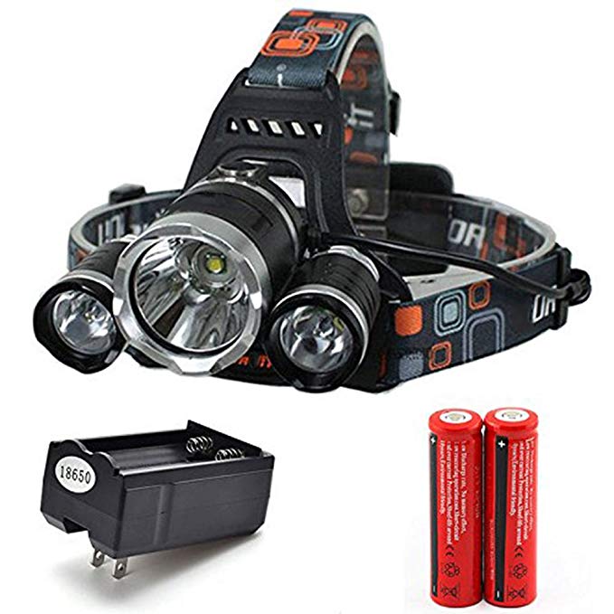 10000LM XML T6 LED Recharge Headlamp Headlight Torch+charger +2x18650 Battery