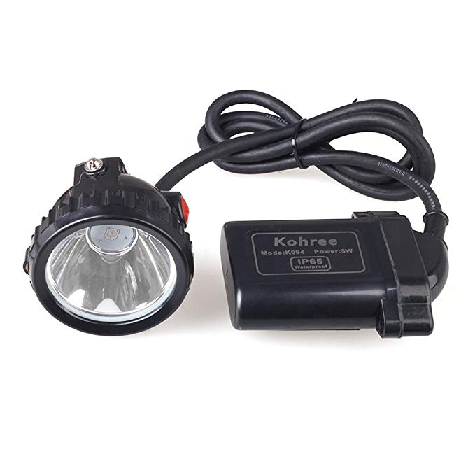 Kohree 5W KL6LM Waterproof IP65 LED Miner Headlamp with Smart Charger & Car Charger,Fit for Hog/deer/coon/coyote Hunting,Mining,Camping etc