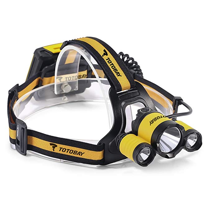 Headlamp ,TOTOBAY Brightest 4 Modes LED Headlight, Waterproof Flashlight with 90º Moving Zoomable Light Adjustable Headband,Best for Camping Running Hiking (TO-TO17-2)