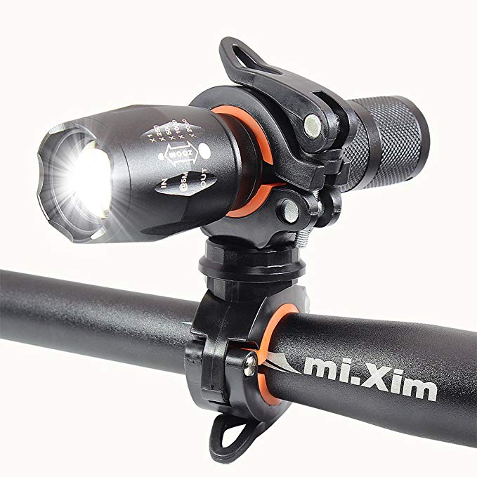 Bike Headlight Flashlight LED Handheld High Lumens Tactical Waterproof Powerful Flashlights with Mount Holder Ultra Bright Portable Zoomable Cycling Bicycle Headlamp for Kids Outdoor Emergency