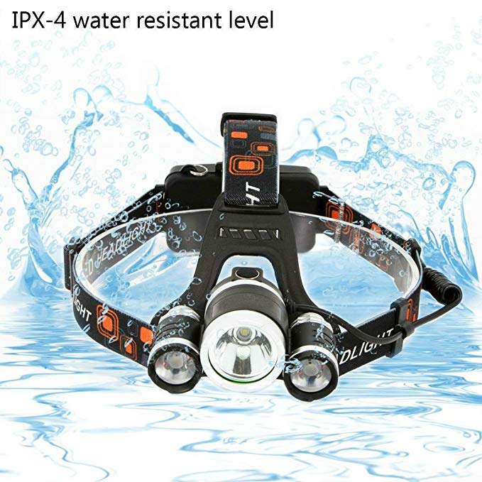 Led Headlamp Brightest 6000 Lumen CREE LED Work Headlight 18650 Rechargeable Waterproof Flashlight with Zoomable Work Light for Cycling, Running, Dog Walking, Camping, Hiking, Fishing L002