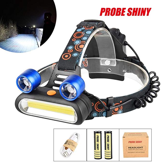 Sunsee 15000LM 2x XM-L T6 LED +COB Rechargeable 18650 Headlamp Head Light Torch Set