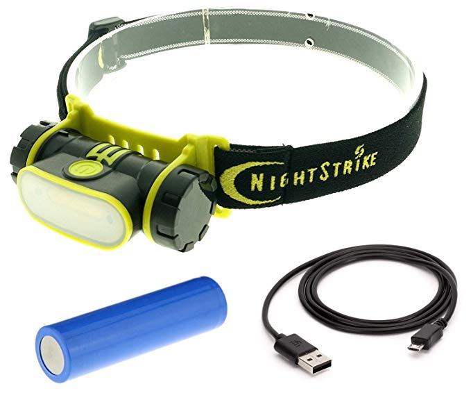 NightStrike Waterproof USB Rechargeable Floodlight Headlamp -Hands Free Operation- Just Wave your Hand to Activate! Ultra Bright CREE LED - Lightweight Ergonomic Design - Long Lasting Li-Ion Battery