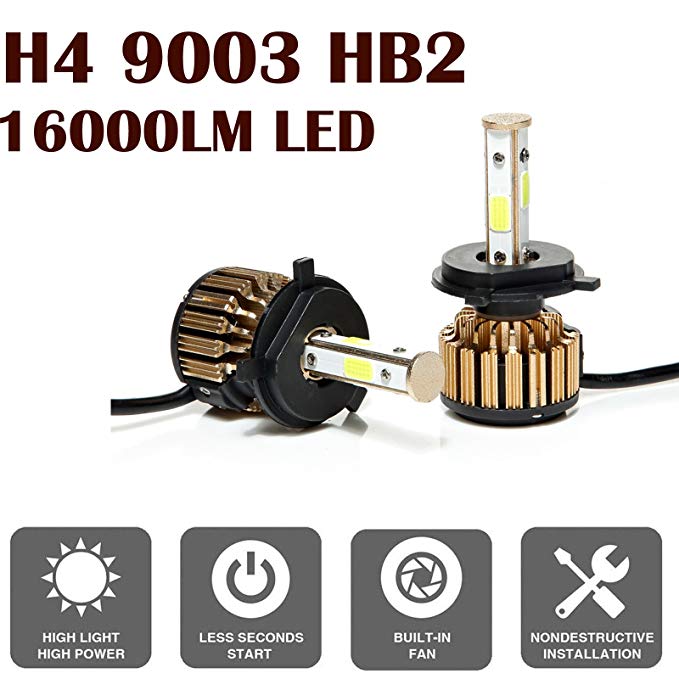 LED Headlight Bulbs H4 9003 HB2 White 6000K 16000lm High Low Beam Conversion Kit Super Bright (US Stock)