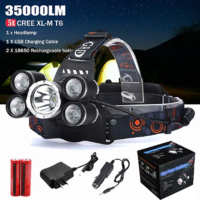 Coerni Professional 35000 lumens LED Headlamp Flashlight USB Rechargeable