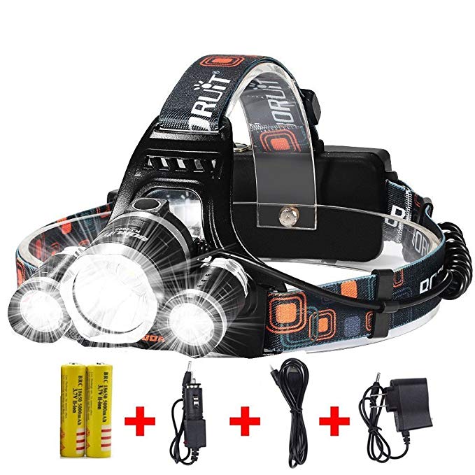 Brightest and Best LED Headlamp 10000 Lumen flashlight- IMPROVED LED, Rechargeable 18650 headlight flashlights Waterproof Hard Hat Light, Bright Head Lights, Running or Camping headlamps