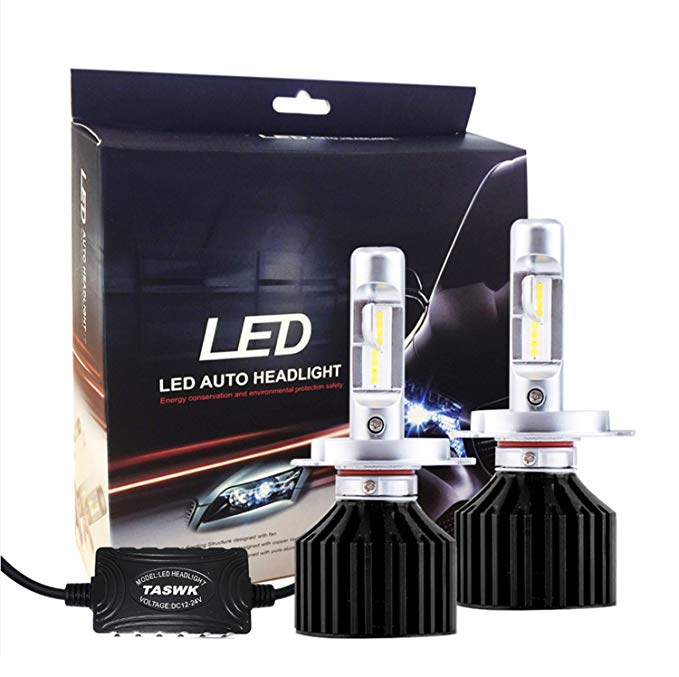 TASWK x2 H4 9003 LED Auto Headlight Conversion Kit - 12~24V 50W 5500LM 6000K White Lamps- Dual Hi/Lo Beam Bulbs -2 Years Warranty