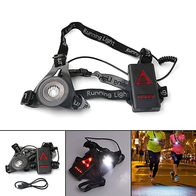 Lixada LED Chest Running Light 3 Modes Rechargeable 800LM for Hunting Jogging Hiking Outdoor Sports