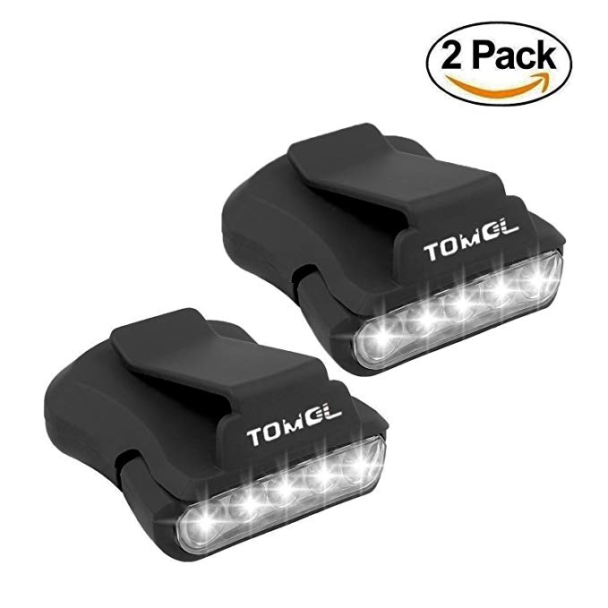 TOMOL Clip Headlamp 5LED Rotatable Cap Hat Light Ball Cap Visor light Pocket Clip Light for Reading Hunting Camping Fishing 2Pack