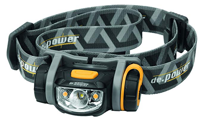 de.power LED headlamp DP-800-AA, cool white spot light 89 lumens (ANSI), 140 warm white ambient light, dimmable, 1xAA battery incl.