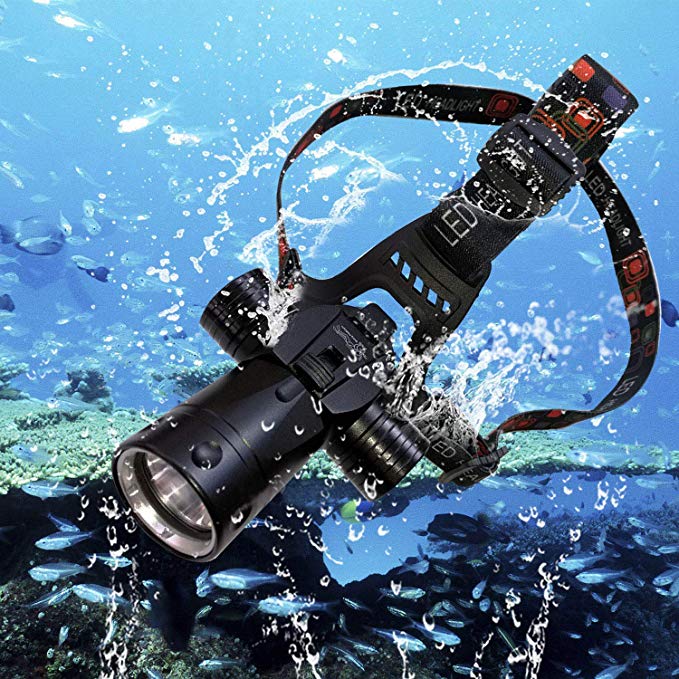 Goldengulf Cree L2 Aluminum Waterproof Diving Swimming Hiking Camping Hunting Fishing Headlamp Underwater 1800 Lumen Safety Head Light Flashlight