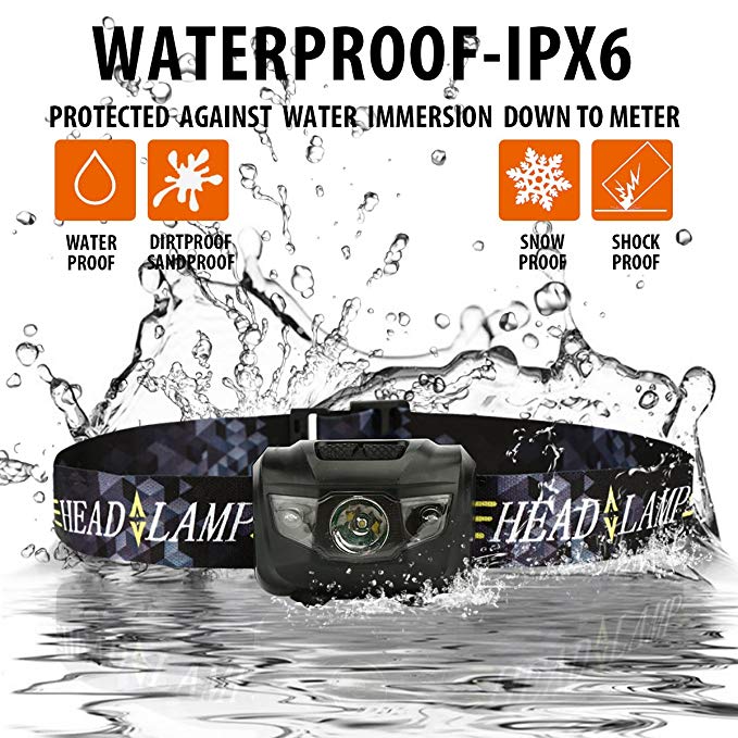 Ultra Bright LED Headlamp Flashlight - Waterproof, Impact Resistant, Lightweight & Comfortable, 3 AAA Batteries included.Great For Running Camping Hiking Hunting Working Outdoor Sport and More