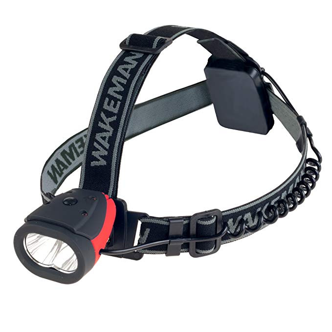 LED Headlamp Water Resistant Hands Free Light With 160 Lumen and 2 SMD By Wakeman Outdoors (Red)