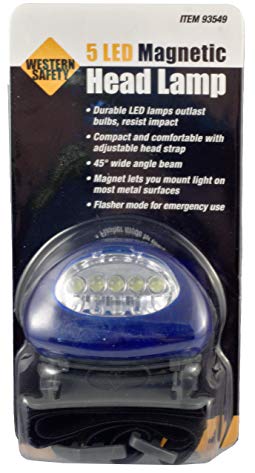 5 LED Magnetic Head Lamp with Adjustable Head Strap and Emergency Flasher