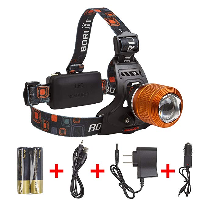 Boruit Rechargeable Headlamp LED Head Flashlight for Running,Hunting