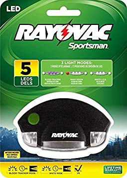 Rayovac Sportsman 7 Lumen 2CR2032 5-LED Blood Tracking Hat Clip Light with Batteries (SPCLPBT-B)