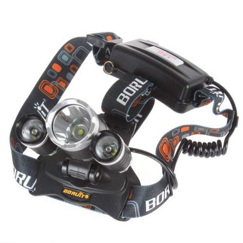 WindFire 3X CREE XM-L T6 U2 4 Modes Super Bright 5000Lm Headlamp with Adjustable Base 18650 Rechargeable Batteries Cree LED Lamp Headlight Bicycle Light with AC Charger for Camping, Hiking, Climbing, Cycling, Travelling(Batteries not included)