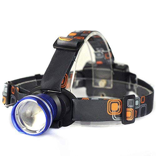 BESTSUN Zoomable LED Headlamp 3 Mode Water-Resistant Headlight Hands Free Work Light Outdoor Camping Torch Flashlight with Adjustable Strap Light Weight 3AA Batteries Powered(Not Included)-Blue