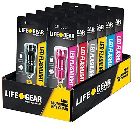 Life Gear Lg14-10020-mt5 Glow Led Mini Aluminum  keychain Flashlight, Assorted (Pack Of 12)