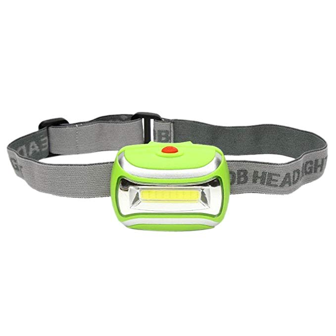 WONOUS Light, COB Outdoor LED Adjustable Elastic Strap Angle Head Lamp Camping Hiking Fishing Torch 5W Headlight 600 Lumens Bright (Green)