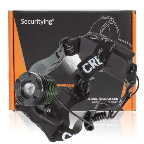 SecurityIng LB-XL T6 500Lm Rechargeable Waterproofing Zoomable Headlamp & Charger(18650 Battery Not Included)