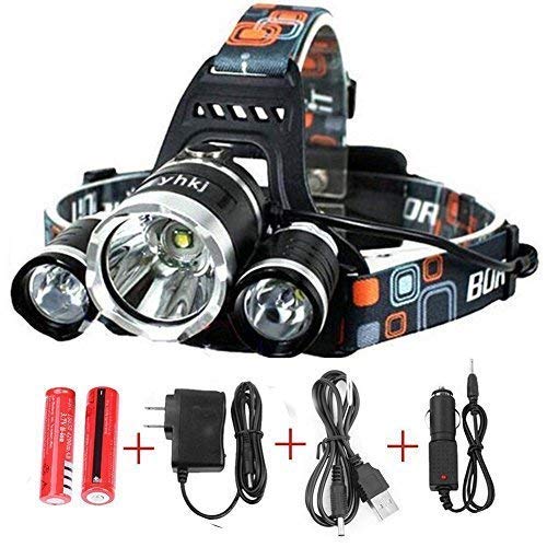 Super Bright 8000 Lumens Led Headlamp Flashlight，Super Bright Headlight ，Waterproof Hard Hat Light， 3 Light 4 Modes, IMPROVED LED with Rechargeable Batteries for Camping Biking Hunting Fishing Outdoor