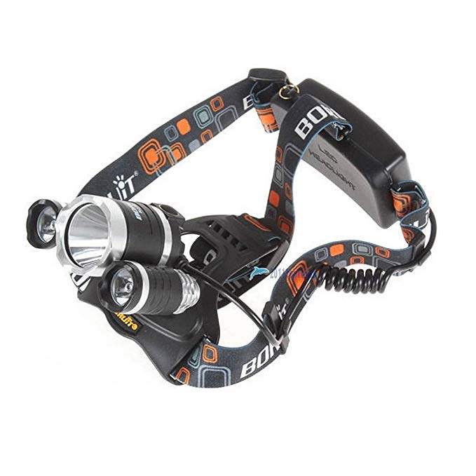 BESTSUN 3 x CREE XM-L T6 LED 5000 Lm Headlamp Ultra Bright Flashlight with AC Charger