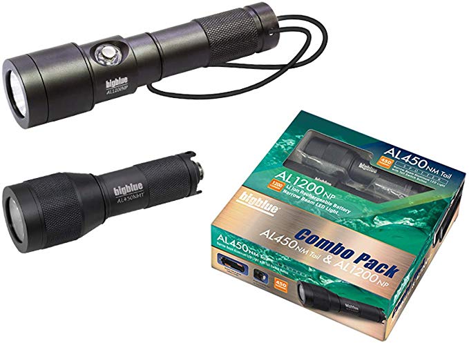 BigBlue Dive Light Combo Pack, AL450 Tail Black & AL1200