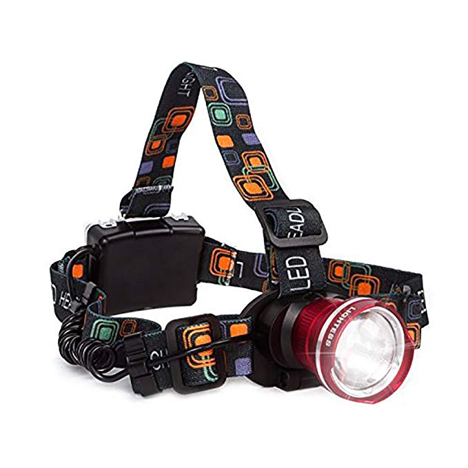 Lightess LED Headlamp Super Bright Zoomable Headlights XM-L T6 Waterproof Adjustable Head Lamp for Running Climbing Hunting Riding Camping, Red, 3 Modes, 1800lm