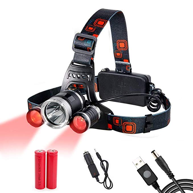 Headlamp Red Lighting LED Headlight 4 Modes , Hands-free Flashlight , Waterproof Head Light Lamp Torch for Camping Fishing Hiking Night Activities (Red Lighting Set)