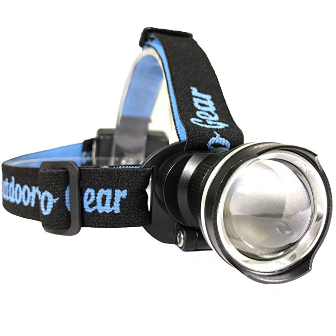 Lighthouse Beacon 1000 SUPER BRIGHT LED Headlamp - The best and brightest spotlight headlight - zoomable water resistant - rugged shock proof flashlight - hiking hunting camping headlamp (BLACK)